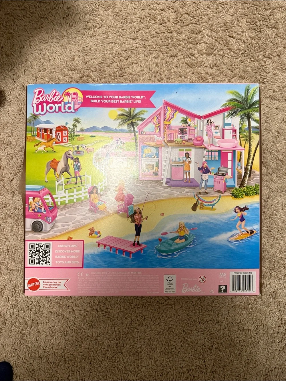 Barbie Pink, Yellow & Teal Kayak and Surfboard Playset
